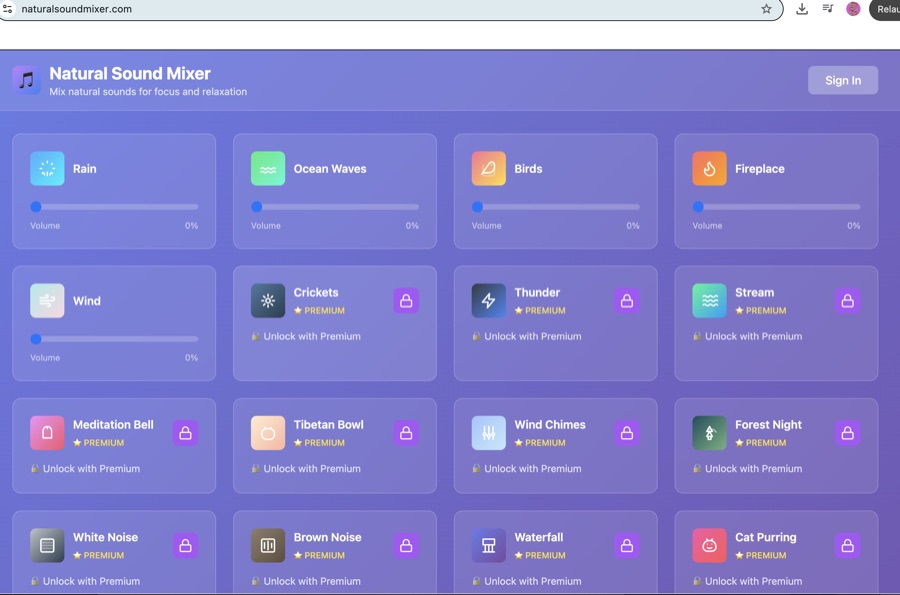 Natural Sound Mixer — ambient soundscape web app