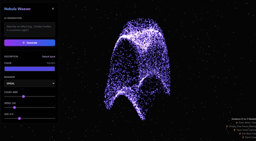Nebula Weaver — hand-tracking 3D nebula sculpting