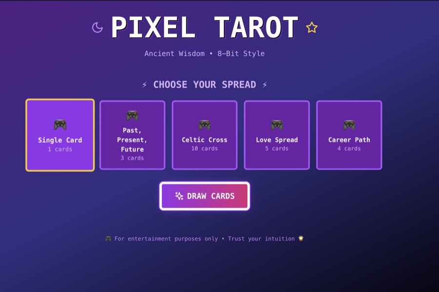 Pixel Tarot — 8-bit tarot reading game